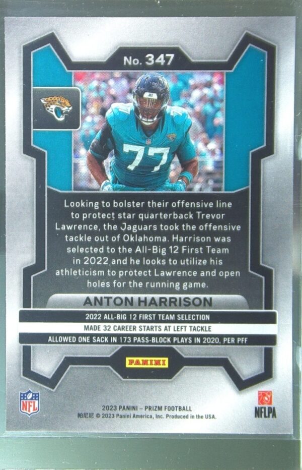 2023 Prizm Anton Harrison RC #347 Jaguars - Image 3
