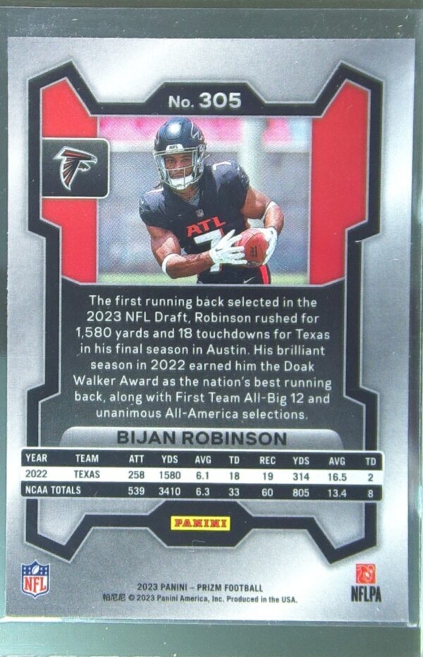 2023 Prizm Bijan Robinson RC #305 Falcons - Image 3