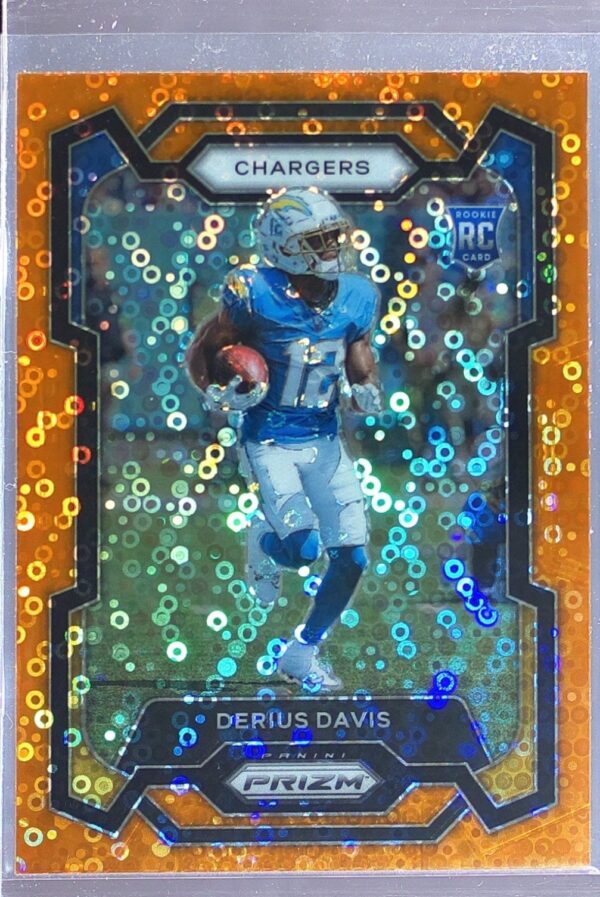 2023 Prizm Derius Davis Orange Disco RC #351 Chargers