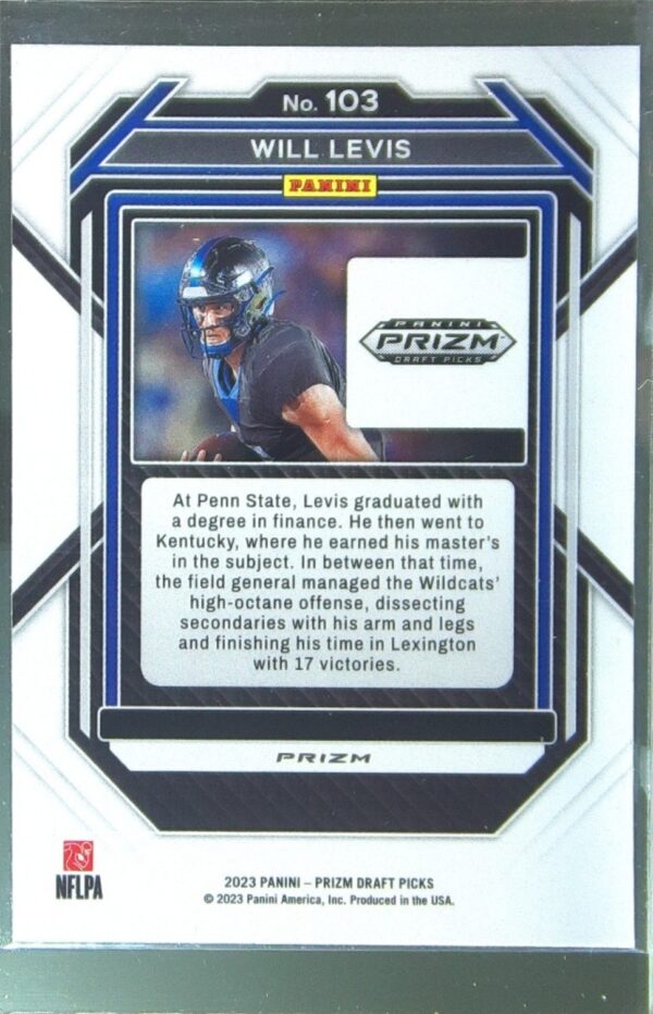 2023 Prizm Draft Picks Will Levis Prizms Gold Ice RC #103 Wildcats - Image 3