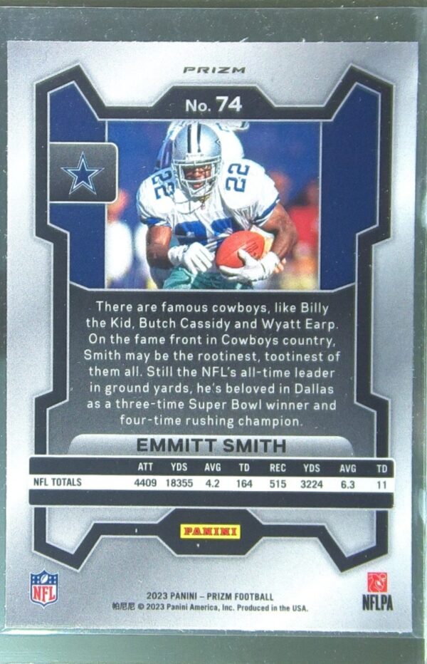 2023 Prizm Emmitt Smith Silver #74 Cowboys - Image 3