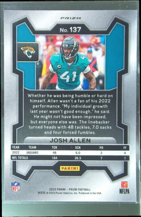 2023 Prizm Josh Allen Green #137 Jaguars - Image 3