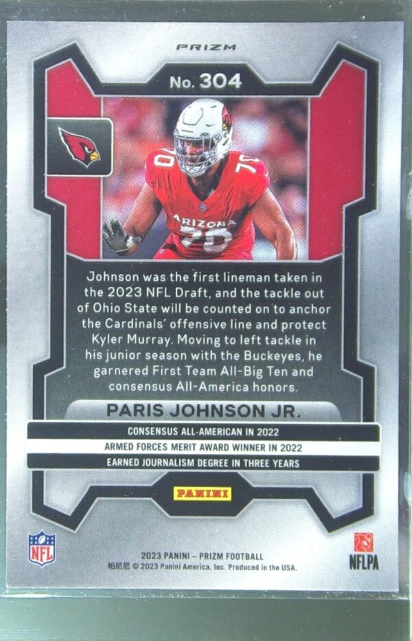 2023 Prizm Paris Johnson Jr. Orange Disco #304 Cardinals - Image 3