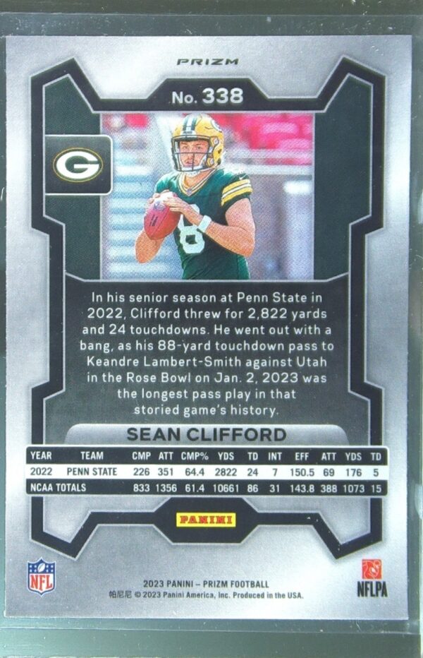 2023 Prizm Sean Clifford Pink RC #338 Packers - Image 3