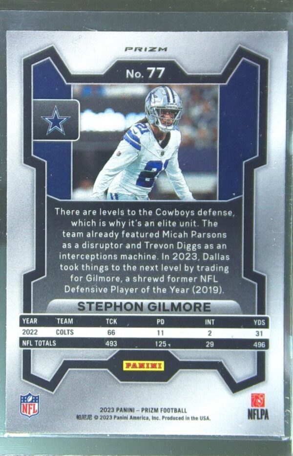 2023 Prizm Stephon Gilmore Green #77 Cowboys - Image 3