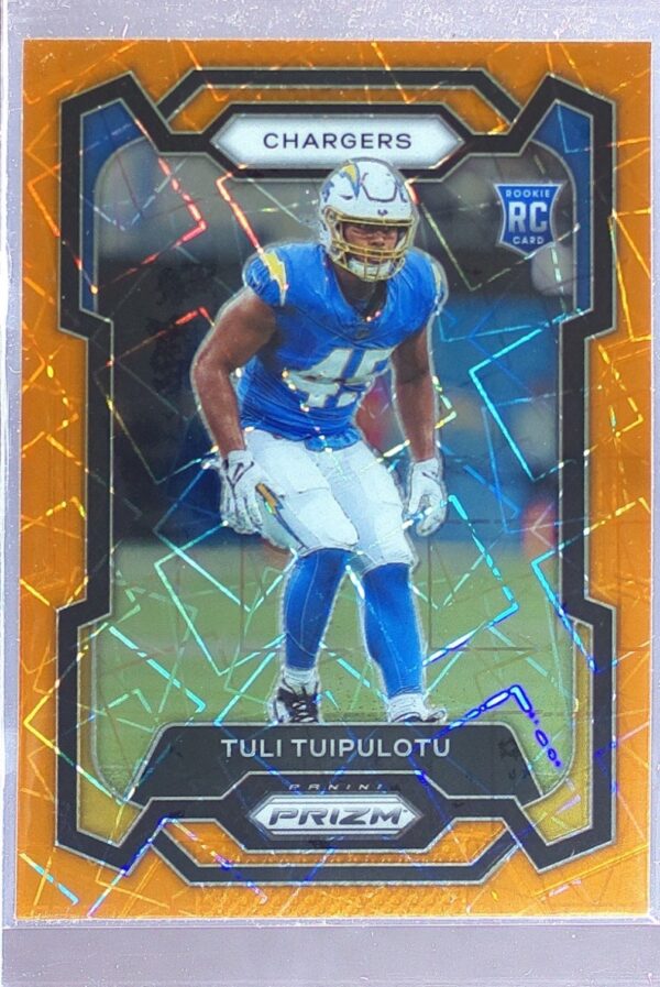 2023 Prizm Tuli Tuipulotu Orange Lazer RC #354 Chargers