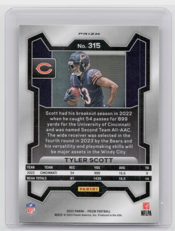 2023 Prizm Tyler Scott Neon Green Pulsar #315 Bears - Image 3