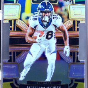 2023 Select Jaleel McLaughlin Green and Yellow Prizms Die Cuts RC #32 Broncos