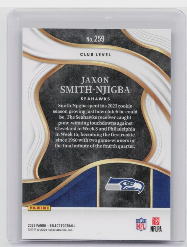 2023 Select Jaxon Smith-Njigba Club Level Rookie #259 Seahawks - Image 3