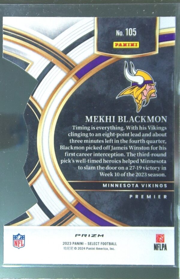 2023 Select Mekhi Blackmon Red and Yellow Prizms Die Cuts RC #105 Vikings - Image 3