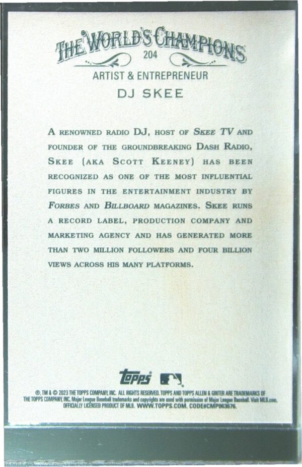2023 Topps Allen & Ginter DJ Skee Foil Filigree #204 - Image 3