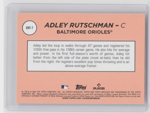 2023 Topps Archives Adley Rutschman #69T-7 Orioles 1969 Topps Single Player Foil - Image 3