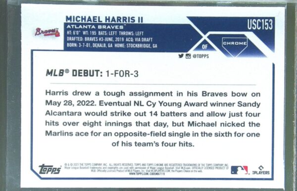 2023 Topps Chrome Update Michael Harris II RC #USC153 Braves - Image 3