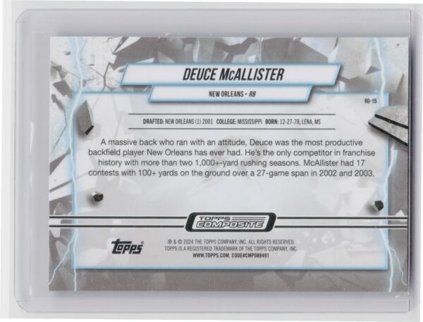 2023 Topps Composite Deuce McAllister Resurgence Grounded #RG-15 Saints - Image 3