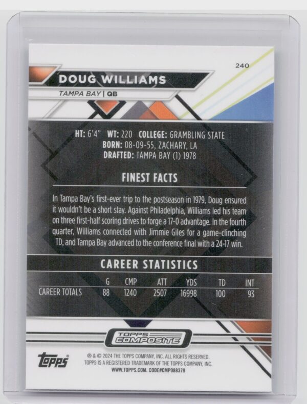 2023 Topps Composite Doug Williams Finest Checkerboard Refractor #240 Buccaneers - Image 3