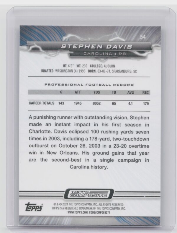 2023 Topps Composite Stephen Davis #54 Panthers - Image 3