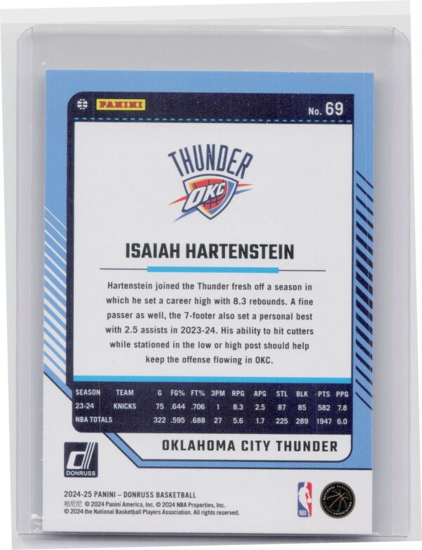 2024-25 Donruss Isaiah Hartenstein Holo Winter 69 Thunder - Image 3