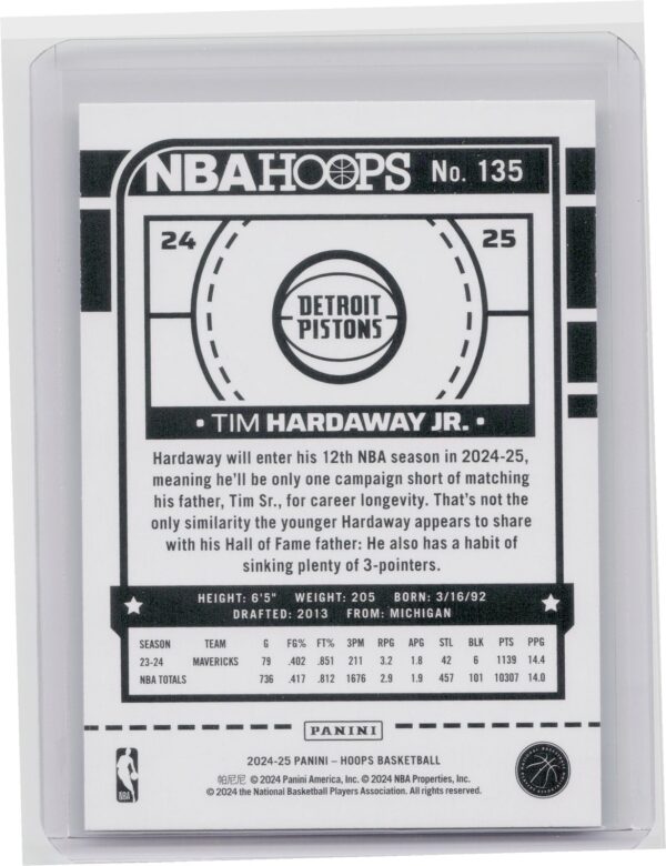 2024-25 Hoops Tim Hardaway Jr. #135 Pistons - Image 3