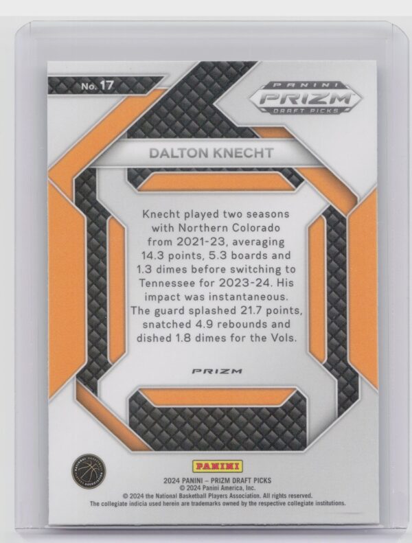 2024-25 Panini Prizm Draft Picks Dalton Knecht RC #17 Volunteers New Recruits - Image 3