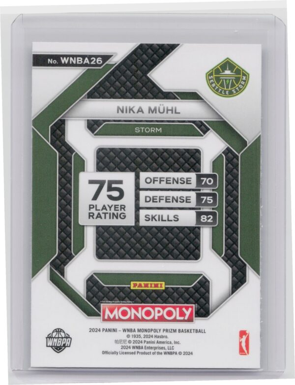 2024-25 Panini Prizm Monopoly WNBA Nika Mühl RC WNBA26 Storm All Star - Image 3