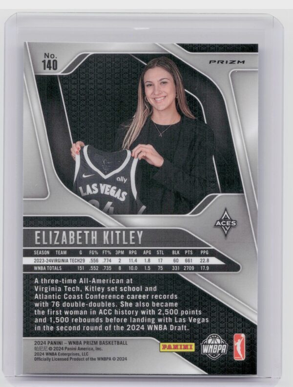 2024-25 Panini Prizm WNBA Elizabeth Kitley Blue Velocity Prizms RC #140 Aces - Image 3