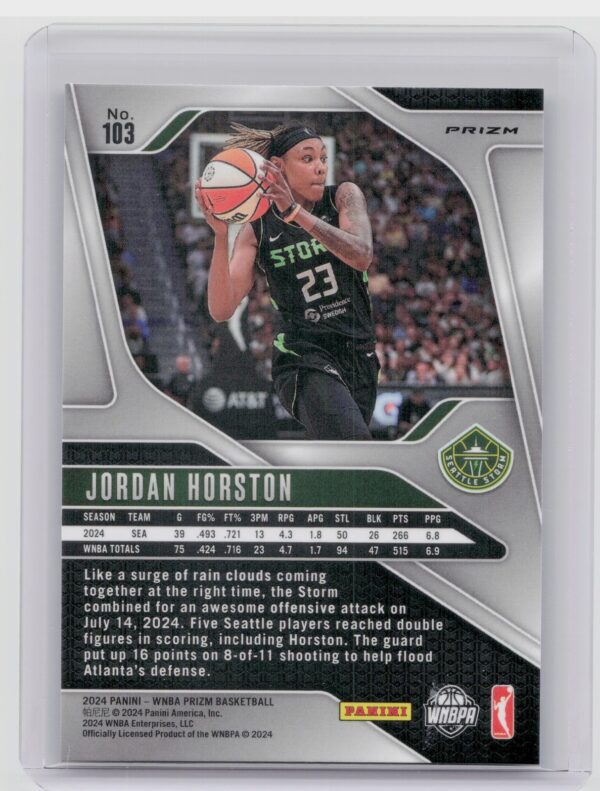 2024-25 Panini Prizm WNBA Jordan Horston Ice Prizms #103 Storm - Image 3