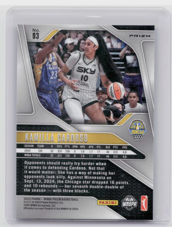 2024-25 Panini Prizm WNBA Kamilla Cardoso Blue Velocity Prizms RC #93 Sky - Image 3