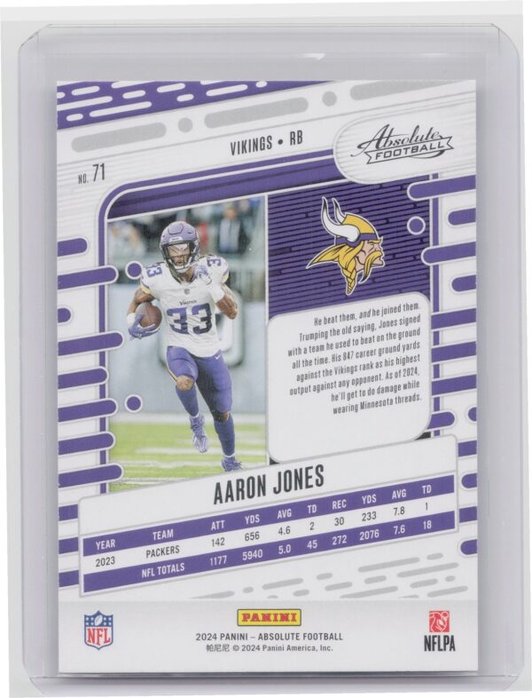 2024 Absolute Aaron Jones Red and Blue 71 Vikings - Image 3