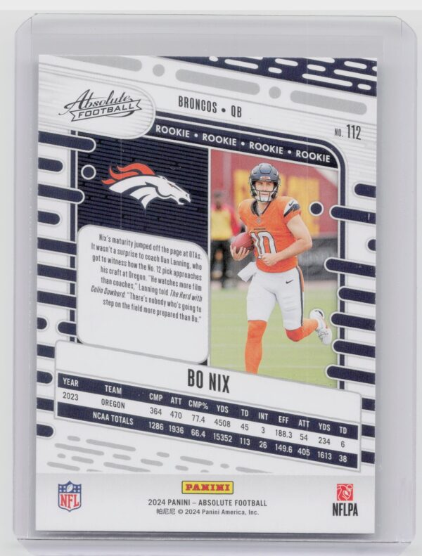 2024 Absolute Bo Nix RC 112 Broncos - Image 3