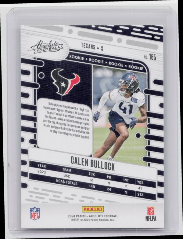2024 Absolute Calen Bullock Red and Blue RC 165 Texans - Image 3
