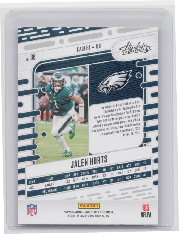 2024 Absolute Jalen Hurts Red and Blue 86 Eagles - Image 3