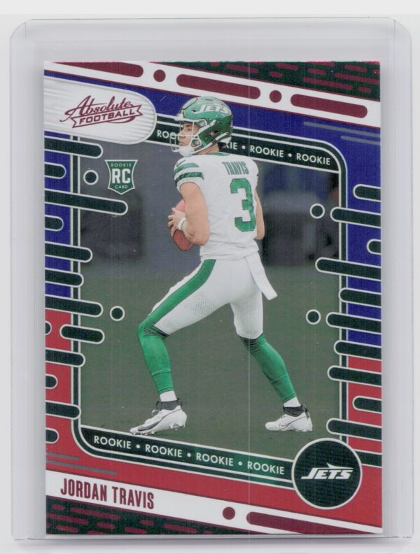 2024 Absolute Jordan Travis Red and Blue RC 195 Jets