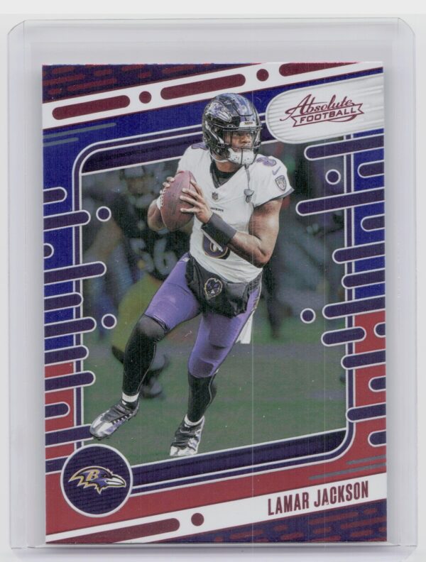 2024 Absolute Lamar Jackson Red and Blue RC 9 Ravens
