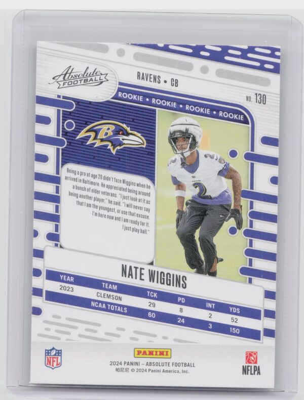 2024 Absolute Nate Wiggins Red and Blue RC 130 Ravens - Image 3