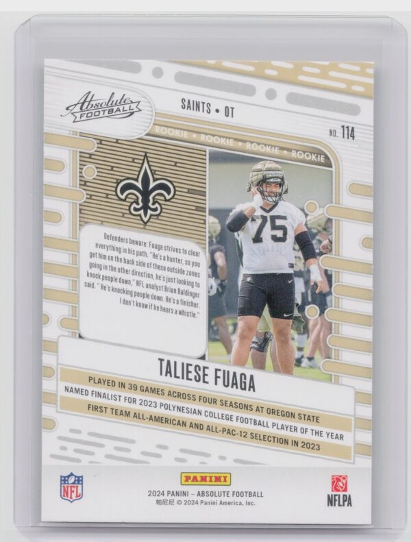 2024 Absolute Taliese Fuaga Red and Blue RC 114 Saints - Image 3