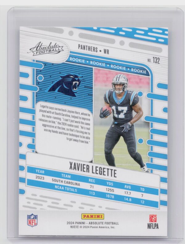 2024 Absolute Xavier Legette Red and Blue 132 Panthers - Image 3