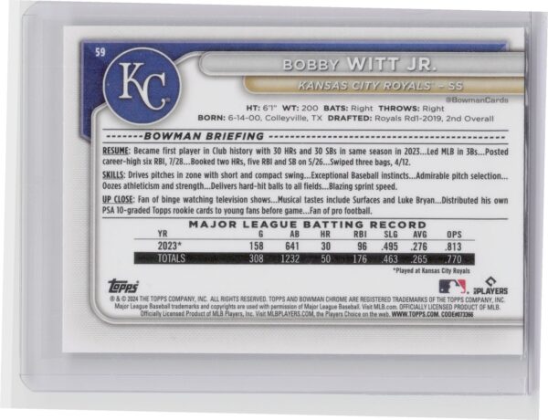 2024 Bowman Bobby Witt Jr. Chrome Mojo Refractors #59 Royals - Image 3