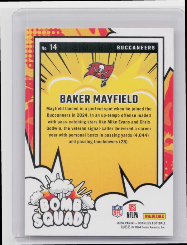 2024 Donruss Baker Mayfield Bomb Squad 14 Buccaneers - Image 3