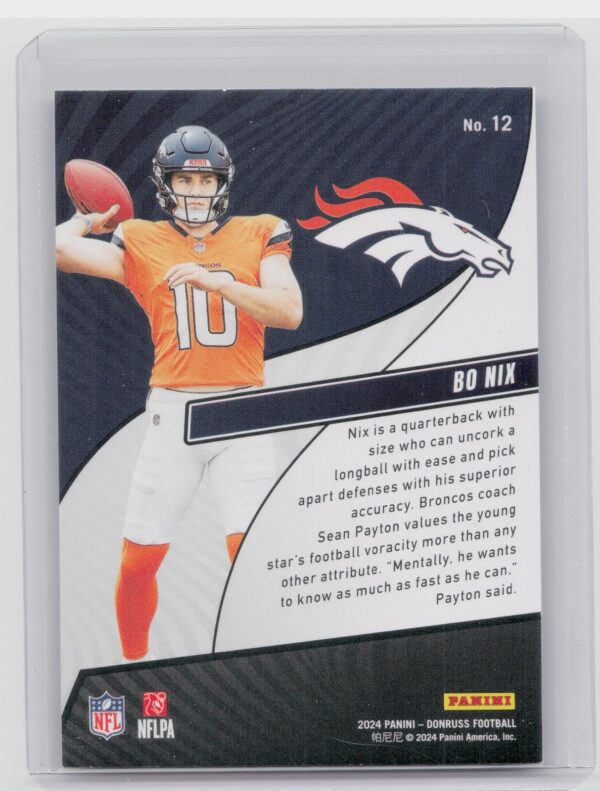 2024 Donruss Bo Nix 12 Broncos Rookie Revolution - Image 3