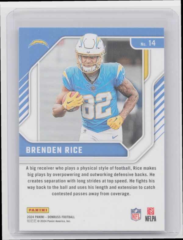 2024 Donruss Brenden Rice 14 Chargers The Elite Series Rookies - Image 3