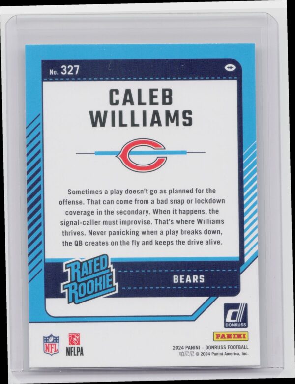 2024 Donruss Caleb Williams RC 327 Bears - Image 3