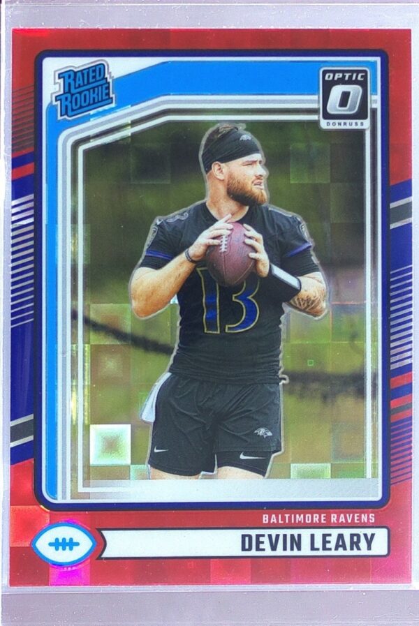 2024 Donruss Devin Leary Optic Rated Rookies Preview Red Pandora RC 329 Ravens