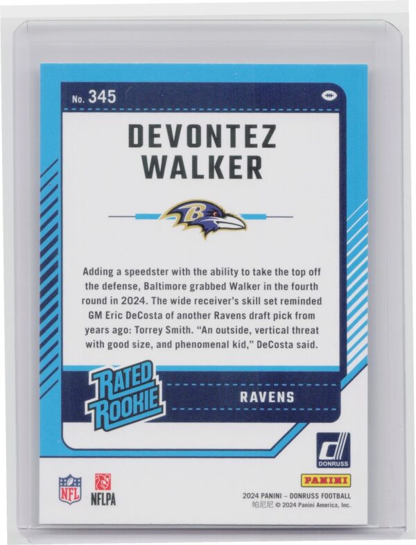 2024 Donruss Devontez Walker RC 345 Ravens - Image 3