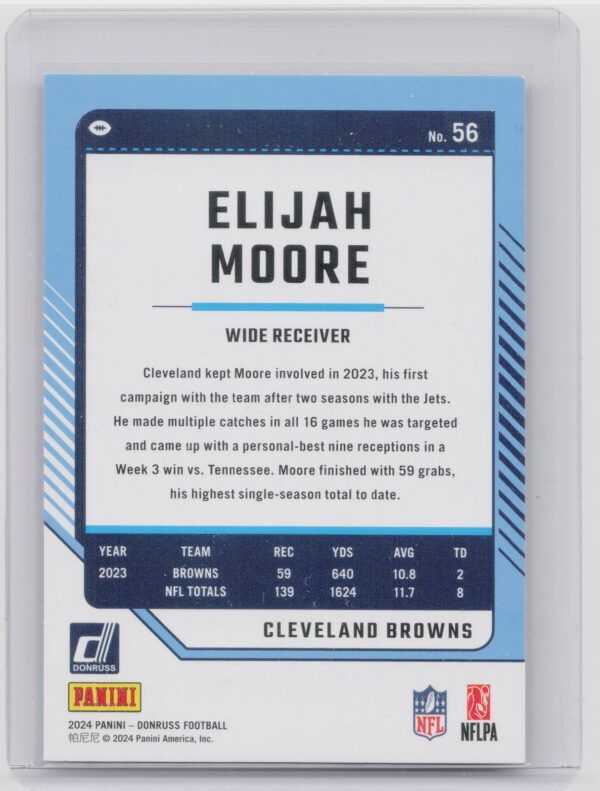 2024 Donruss Elijah Moore Press Proof Purple 56 Browns - Image 3
