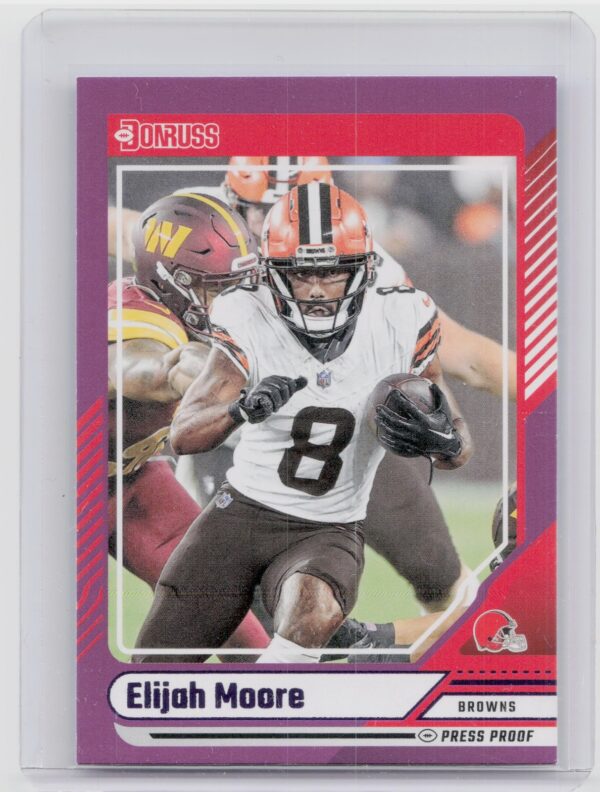 2024 Donruss Elijah Moore Press Proof Purple 56 Browns