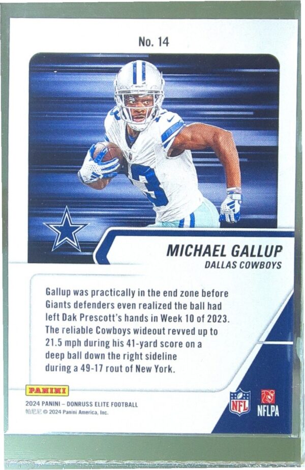 2024 Donruss Elite Michael Gallup /349 14 Cowboys Full Throttle - Image 3