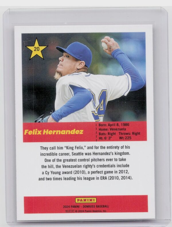 2024 Donruss Felix Hernandez #20 Mariners Action All Stars - Image 3