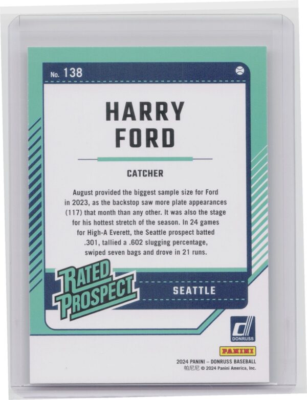 2024 Donruss Harry Ford #138 Mariners - Image 3