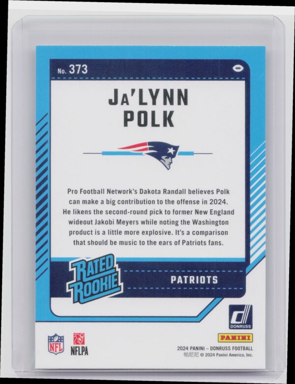 2024 Donruss Ja'Lynn Polk RC 373 Patriots - Image 3