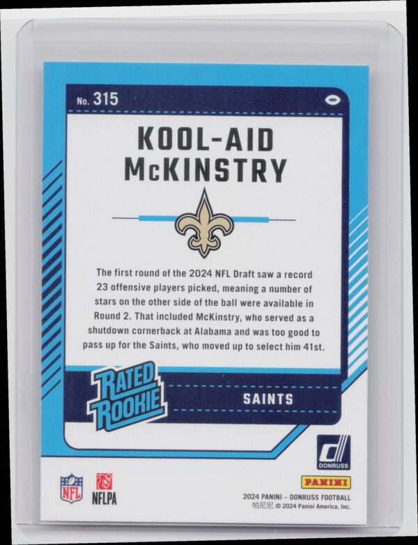 2024 Donruss Kool-Aid McKinstry RC 315 Saints - Image 3